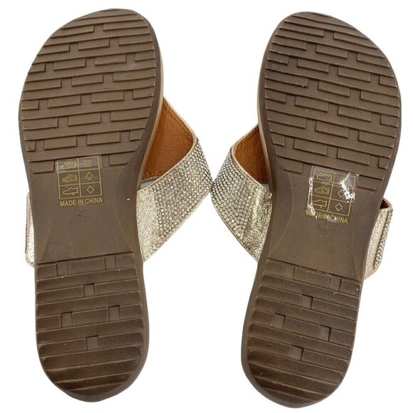 Taxi Rhinestone Sandals Size 9.5 Silver Thong Flats Glam Bling Wedding Vacation - Picture 6 of 10